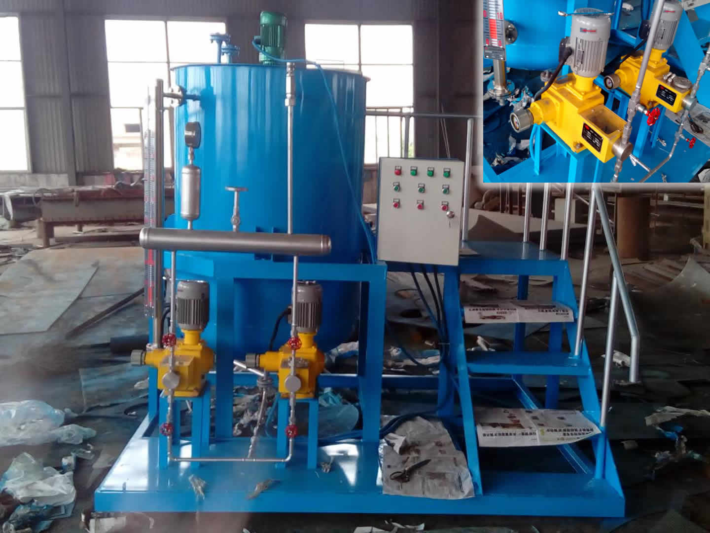 爐外成套化學(xué)加藥裝置（加氨，磷酸鹽）是以計(jì)量泵為主要投加設(shè)備